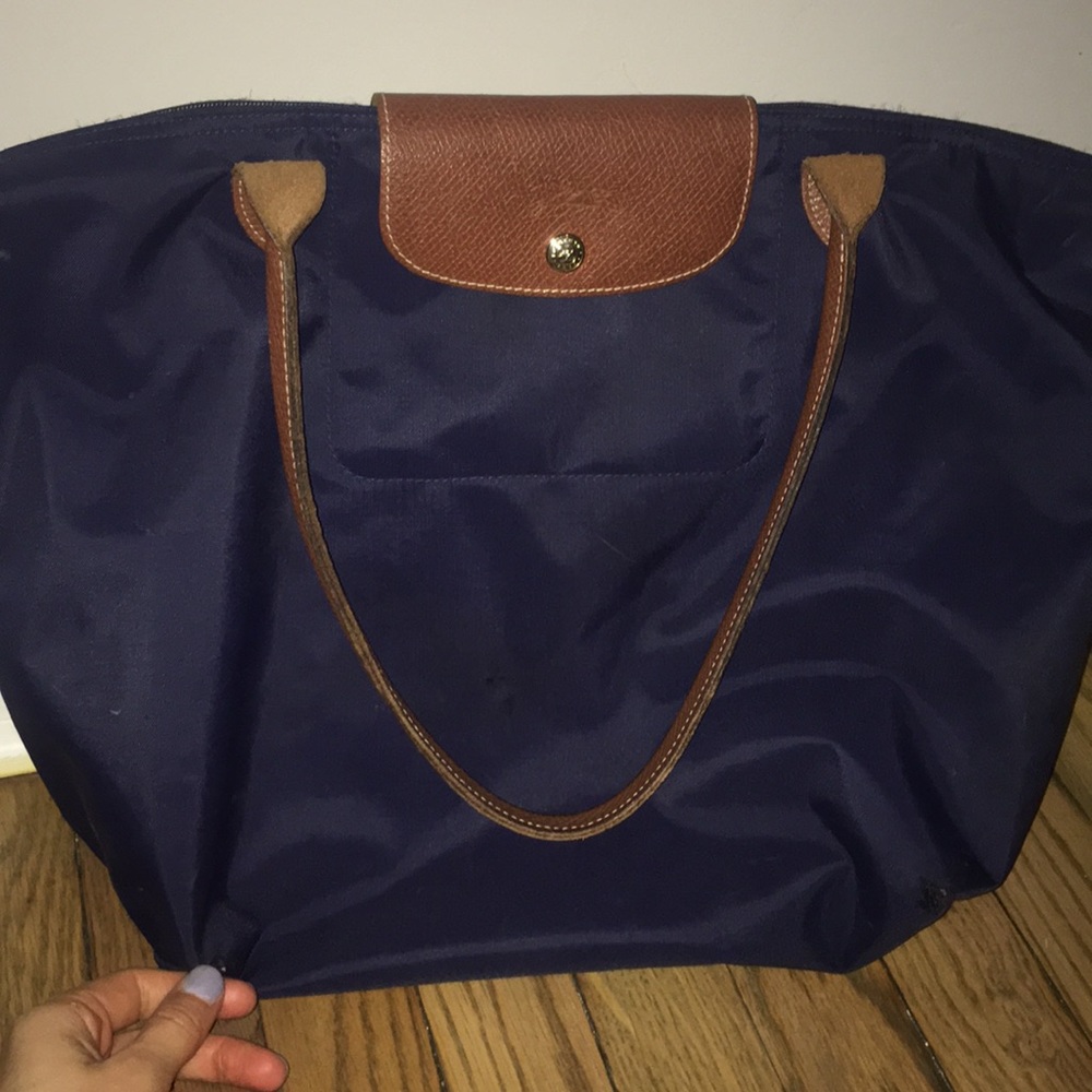 Navy blue authentic Longchamp Le Pliage tote